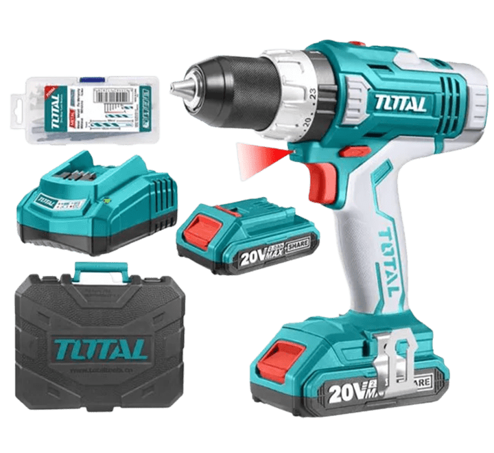 TOTAL | Visseuse Perceuse 20V avec 2 batteries rechargeables Lithium-Ion