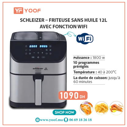 Schleizer – Friteuse sans huile 12L Avec Fonction Wifi