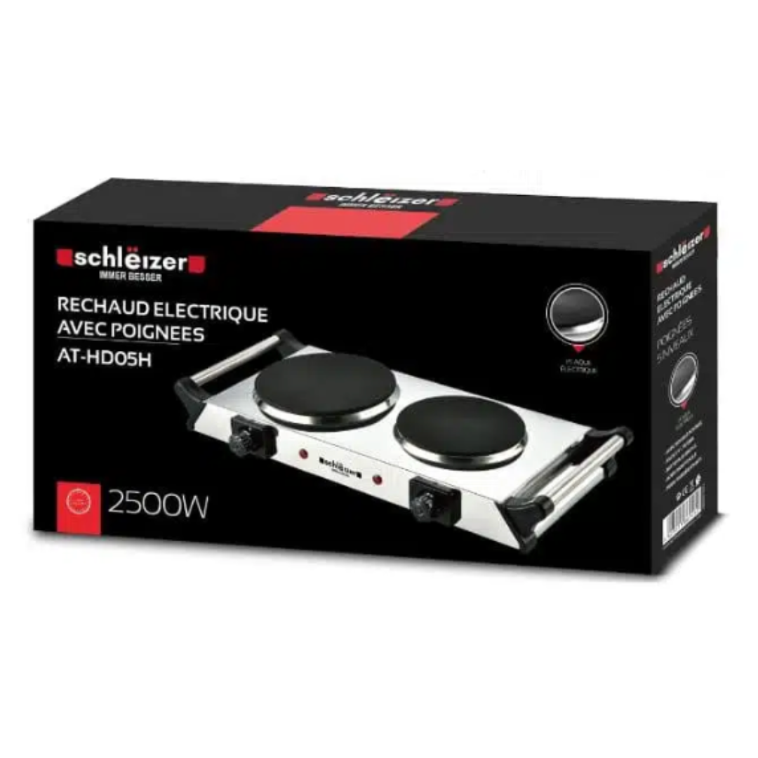 SCHLËIZER | PLAQUE DE CUISSON ÉLECTRIQUE DOUBLE AVEC POIGNÉES