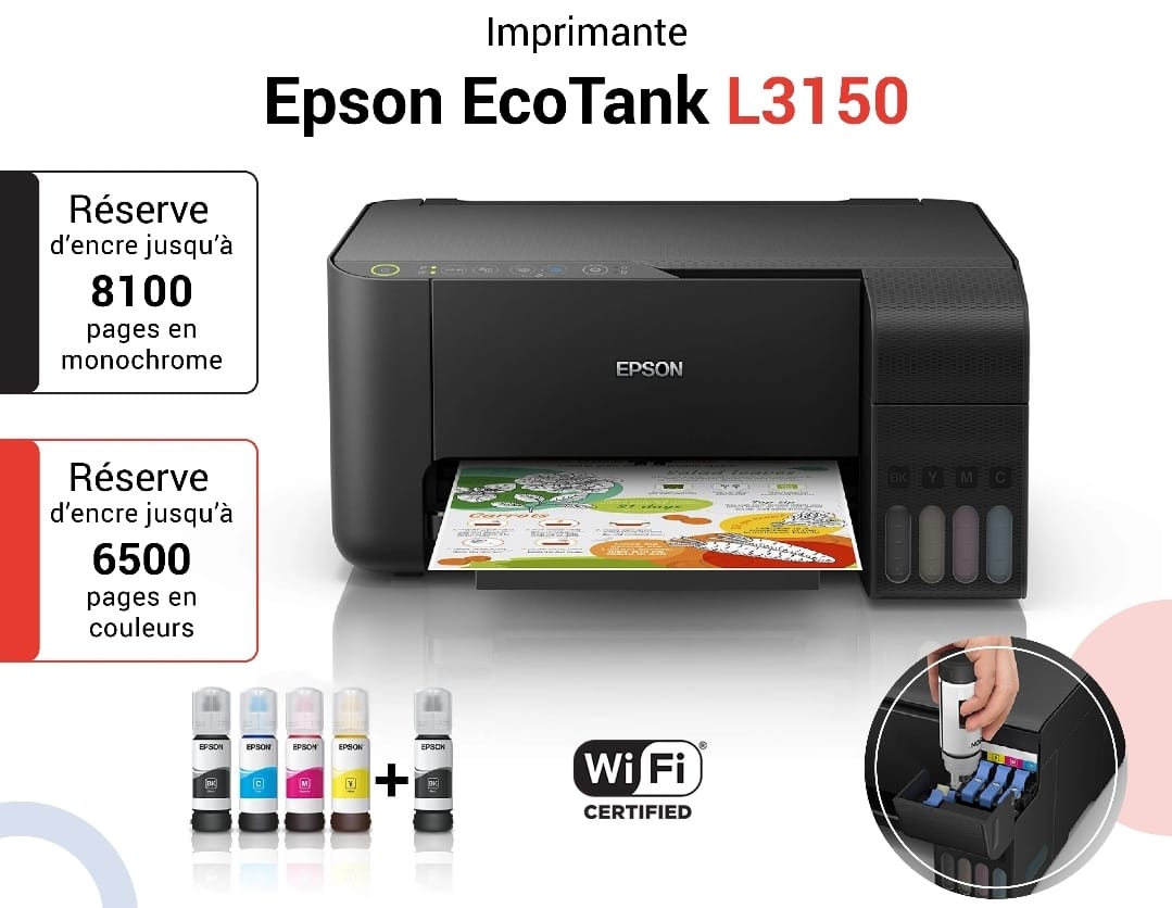 Epson l Imprimante  Ecotank L3150 (17000 pages)